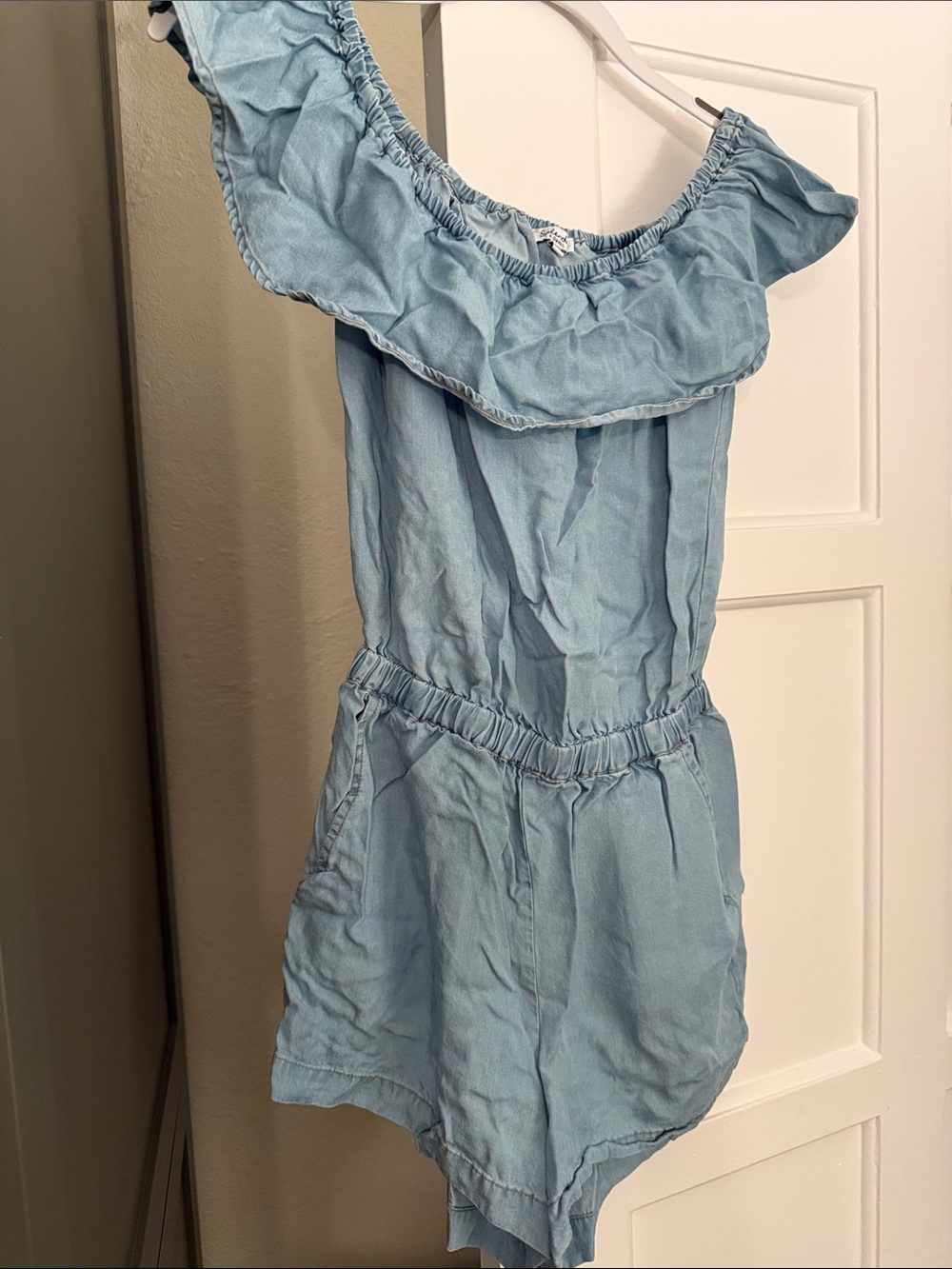 Splendid Chambray Off-Shoulder Romper